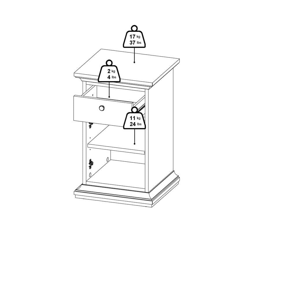 Sonoma Contemporary White Nightstand with Bronze Knobs