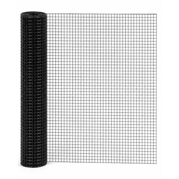 36 in. x 50 ft. 19-Gauge Animal-Safe Black Vinyl-Coated Wire Mesh with High Corrosion Resistance, 1/2 Grid