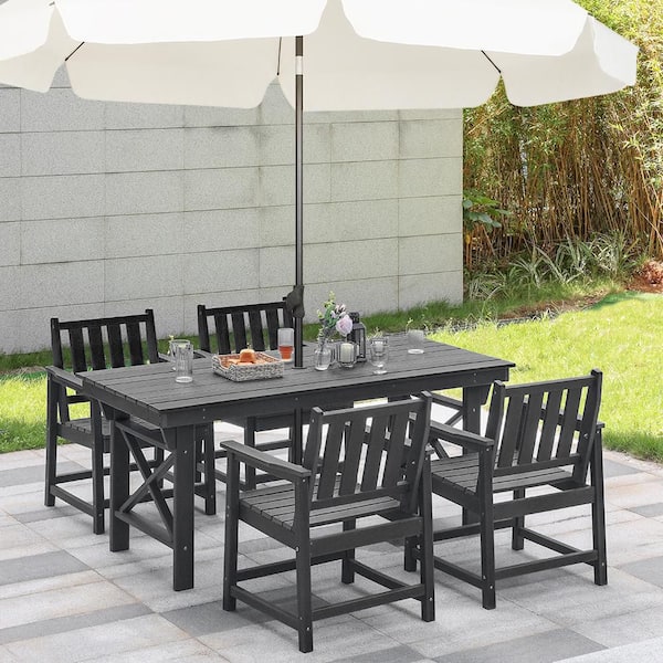 CikaCika HDPE 6-Piece Plastic Standard Height Outdoor Dining Set