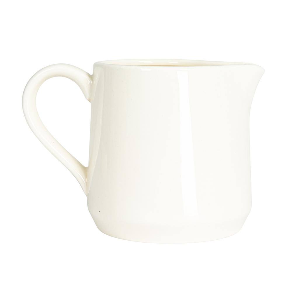 White Stoneware Creamer and Sugar Pot Set with Spoon