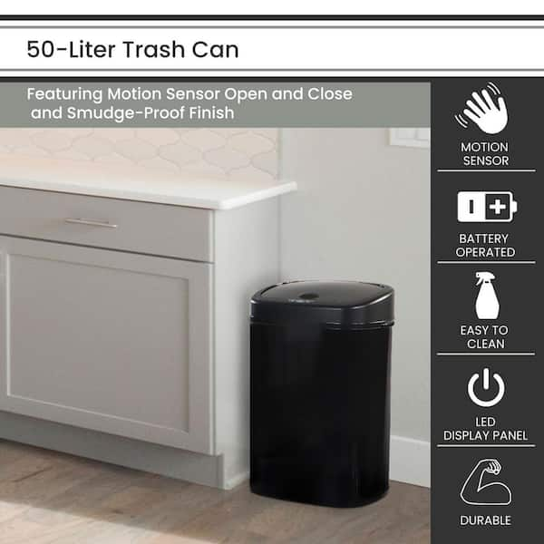 eModernDecor 20-Gallons Black Steel Touchless Kitchen Trash Can with Lid  Indoor in the Trash Cans department at