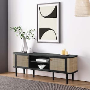 Miramar 60 in. Wood TV Stand in Black