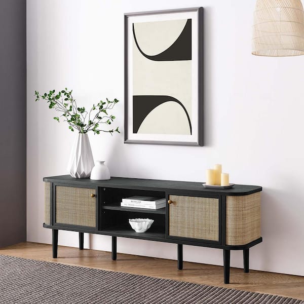 Miramar 60 in. Wood TV Stand in Black