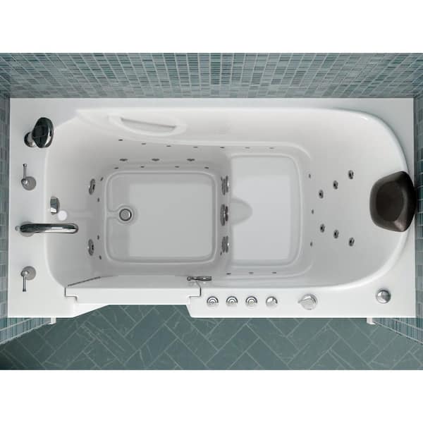 Universal Tubs Pearl 5.6 ft. Acrylic Center Drain Flatbottom Whirlpool and Air Bath Tub in White HD3467RD