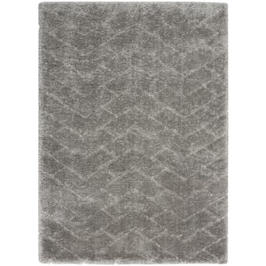 Dreamy Shag Grey 5 ft. x 7 ft. Abstract Contemporary Area Rug