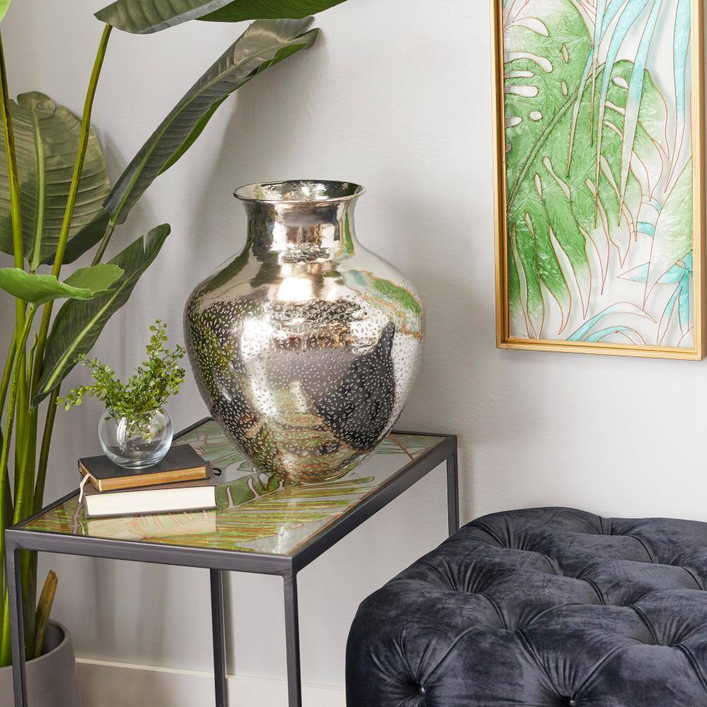 Litton Lane 16 in. Silver Aluminum Metal Decorative Vase 67428 - The ...