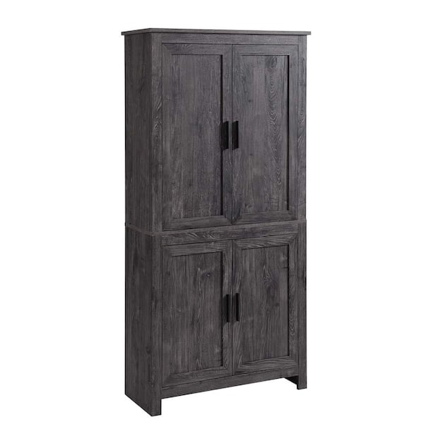 Unbranded Gray 6-Shelf Wood Pantry Organizer with 3 Adjustable Shelves