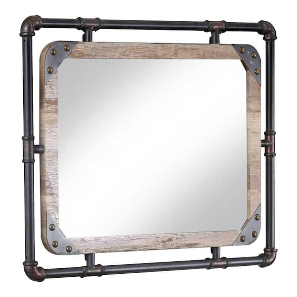 Kwok Medium Rectangle Rustic Beige Antiqued Contemporary Mirror (23.63 in. H x 31.5 in. W)