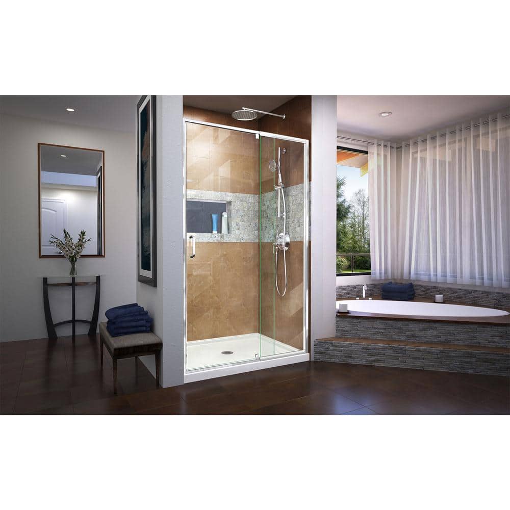 Flex 60" Brushed Nickel Frameless Pivot Shower Door with Clear Glass