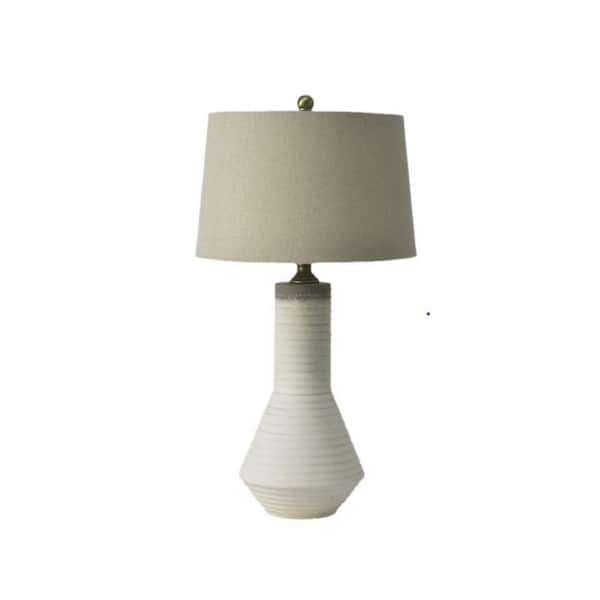 Unbranded Conical 29 in. Coconut White Classic, Casual Bedside Table Lamp for Living Room, Bedroom with Beige Linen Shade