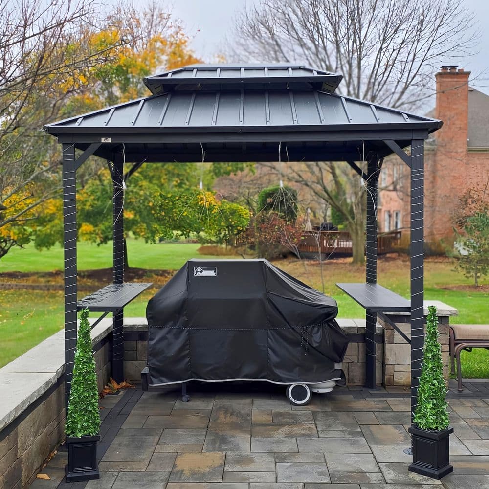 PURPLE LEAF 6 ft. x 8 ft. Hardtop Grill Gazebo for Patio Aluminum