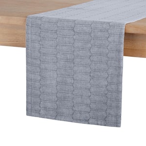 15 in. x 72 in. Blue Marth Stewart Honeycomb Cotton Rectangle Table Runner, Modern Farmhouse