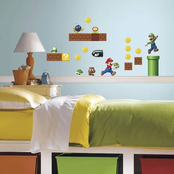 Damage Free on Wall Paint and No Sticky Residue by Jack_Go Easy Peel Off Mario Wall Decals for Kids Room