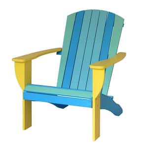 Tropical Beach Multicolor Cedar Extra Wide Adirondack Chair with Built-In Bottle Opener and Matching Folding Table