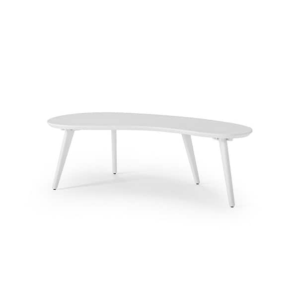 Camaflexi Mid Century Modern 47 in. White Specialty Solid Wood Top Coffee Table