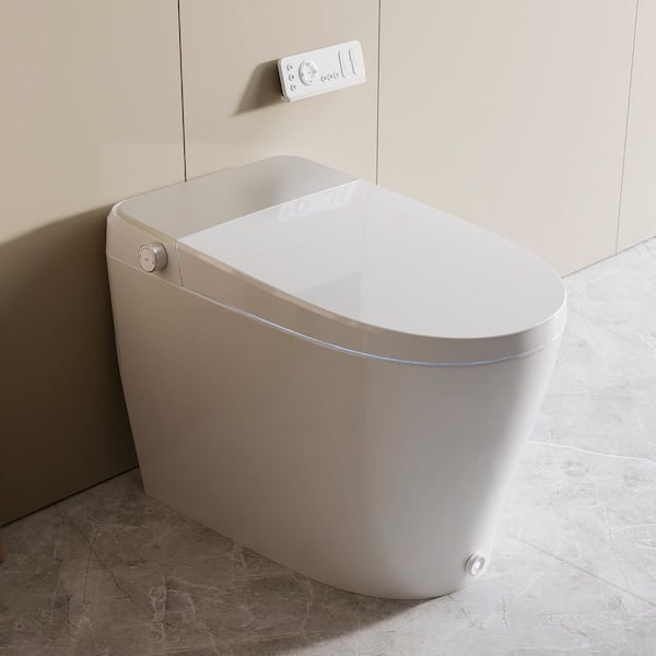 Elongated ADA Smart Bidet Toilet 1.28 GPF in White with Auto Flush, Front/Rear Wash, Warm Air Dryer and Heated Seat