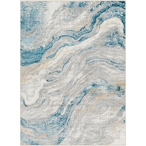 San Francisco Blue/Gray Abstract 5 ft. x 7 ft. Indoor Area Rug