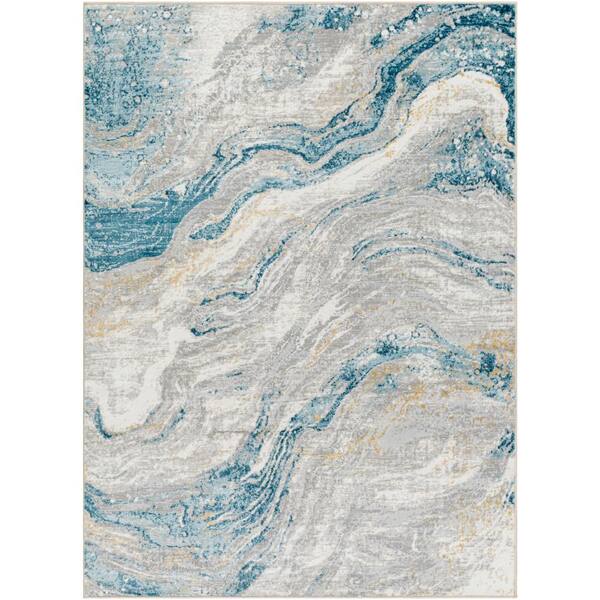 Livabliss San Francisco Blue/Gray Abstract 7 ft. x 9 ft. Indoor Area Rug