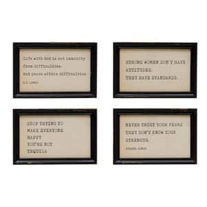 4 Piece Framed Typography Inspirational Quotes Art Print 6 in. x 9 in.