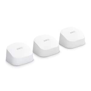 6 Dual-Band Mesh Wi-Fi 6 System with Built-in Zigbee Smart Home Hub (3-Pack, One eero 6 Router + 2 eero 6 Extenders)