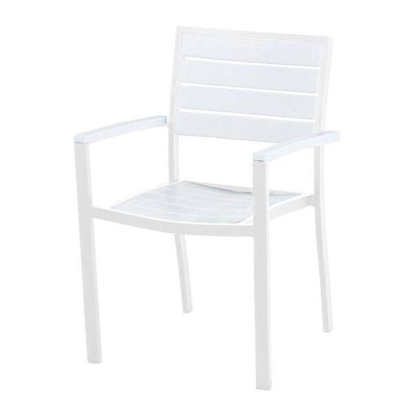 POLYWOOD Euro Satin White/White Patio Dining Arm Chair