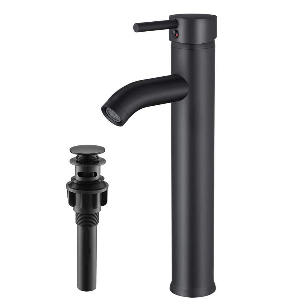 Single Handle Vessel Sink Faucet Tall Bathroom Faucet with Pop-Up Drain in Matte Black price history on PriceWatchPro