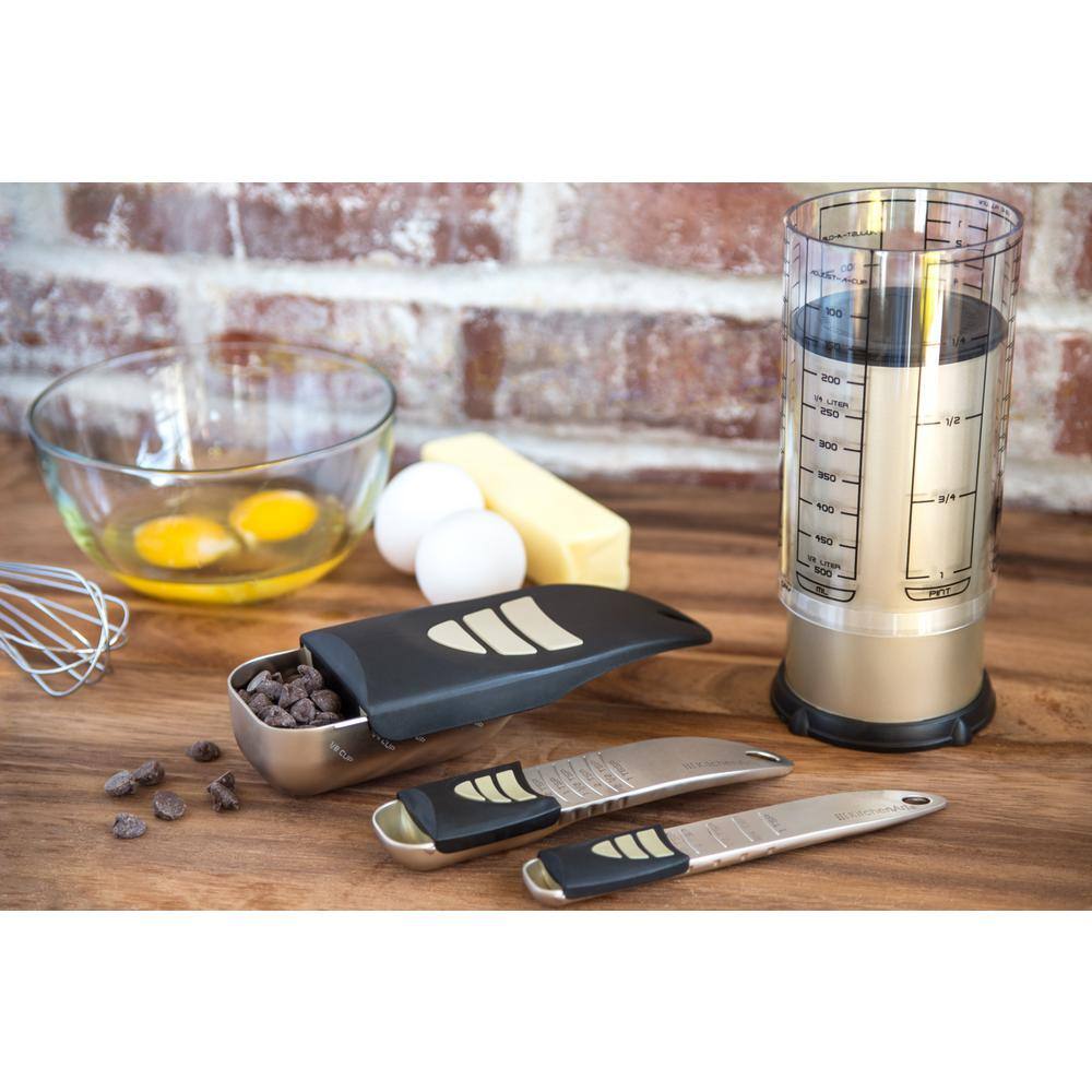 Adjustable Champagne Satin Plastic Measuring Cup Set, 4-Piece