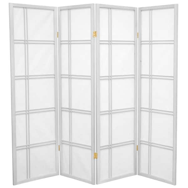 Oriental Furniture 5 ft. White 4-Panel Room Divider