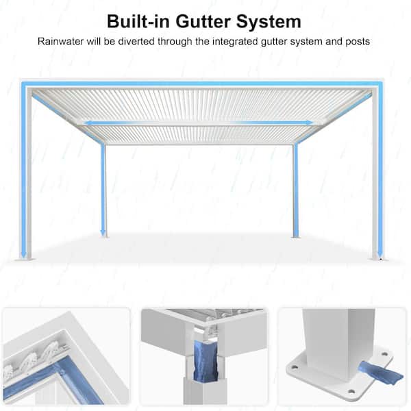 PURPLE LEAF 12 ft. x 16 ft. White Aluminum Frame Outdoor Hardtop