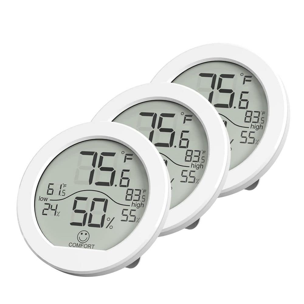 3-Pack White Digital Hygrometer, Thermometer and Humidity Gauge LCD Hygrometer with Max and Min Records price history on PriceWatchPro