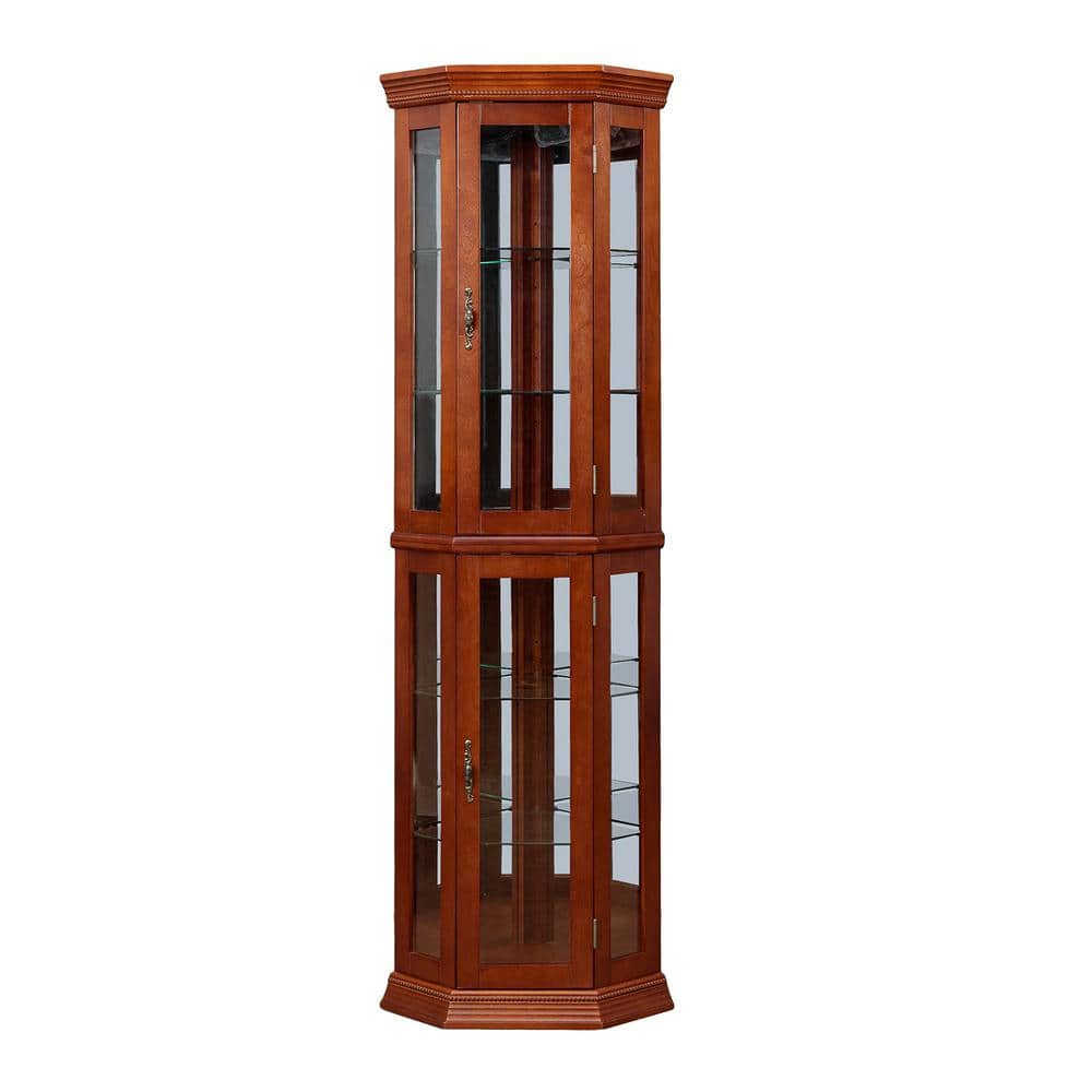 21.50 in. W x 16.00 in. D x 69.75 in. H Brown Linen Cabinet Curio Cabinet w