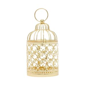 12Pcs Candle Lanterns Wedding Centerpieces Bird Cage Metal Hollow Out Candle Holder Gold