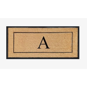 A1HC Picture Frame Black/Beige 30 in. x 60 in. Coir & Rubber Large Outdoor Monogrammed A Door Mat