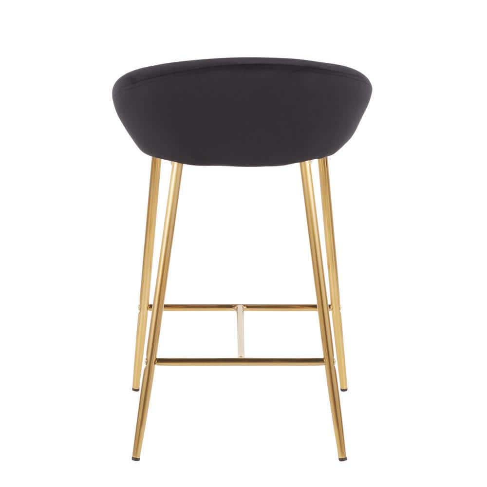 Elegant Matisse 31.25'' Gold Metal and Black Velvet Counter Stool