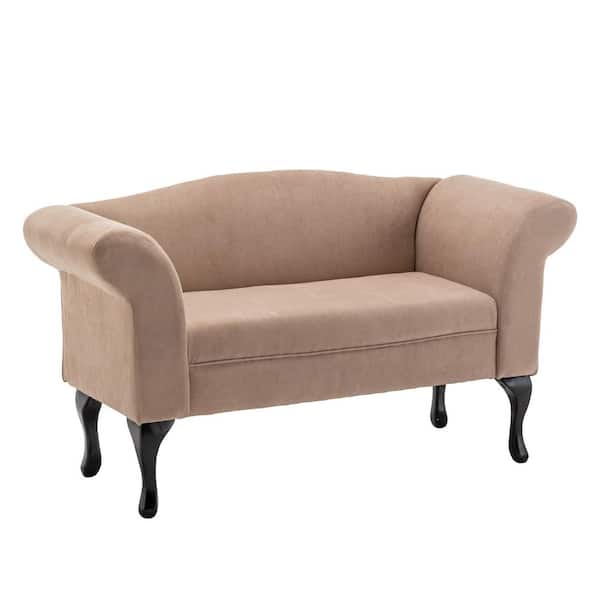 Unbranded Beige Modern Simple Linen Fabric 2 Seat Kids Sofa Chairswith Wooden Legs
