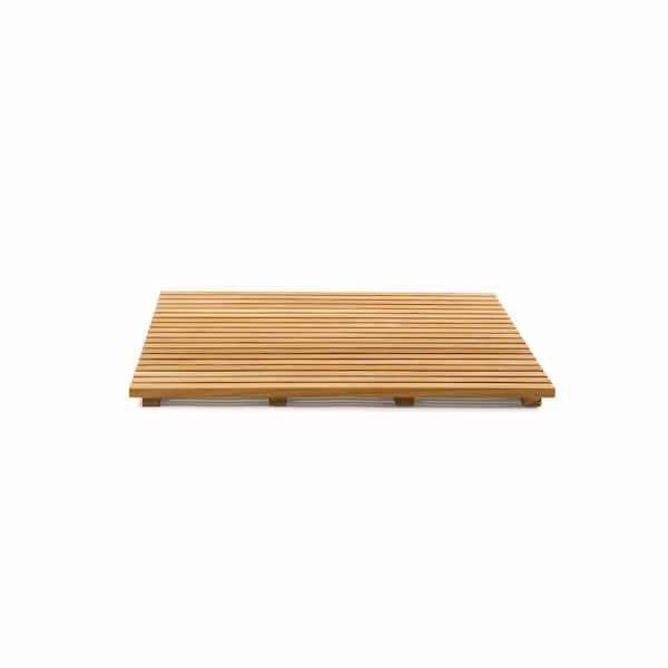 Gala 26 in. x 26 in. Tan Bathroom Shower Mat in Natural Teak