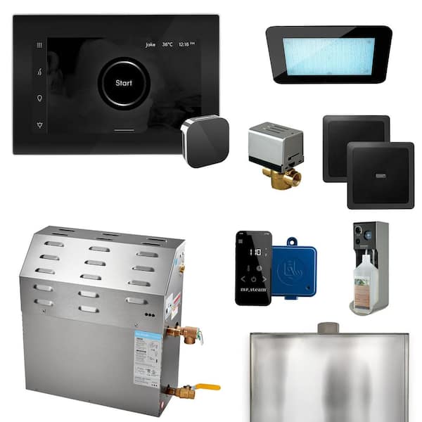 Mr. Steam Super (XDream) 12000-Watt Steam Generator with iSteamX Control and Aroma Glass Steamhead in Black Polished Chrome