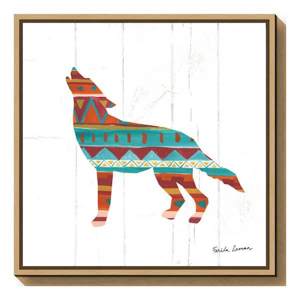 Amanti Art "Southwestern Vibes VI Wolf" by Farida Zaman Framed Canvas Wall Art