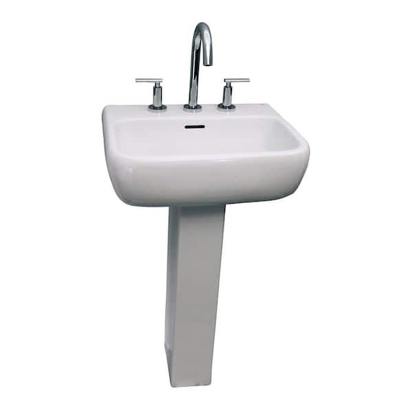 Barclay Products Metropolitan 520 21 in. Pedestal Combo Bathroom Sink for 8 in Widespread in White