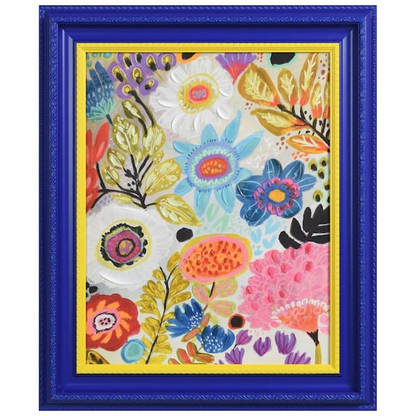Empire Art Direct Floral Symphony Chromatic Hand Painted Embellished Giclee Flower Canvas Wall Art w/ Baroque 2-Tone Frame 20 in. x 24 in.