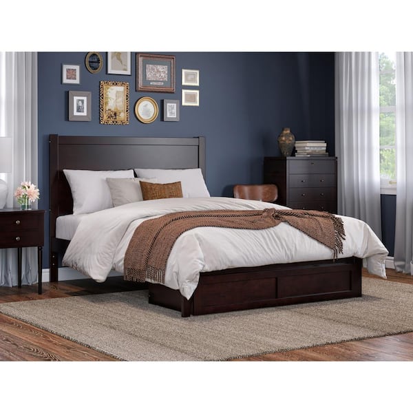 AFI NoHo Espresso Queen Solid Wood Storage Platform Bed with Foot Drawer