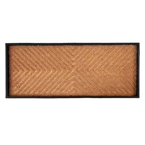 34.5 in. x 14 in. x 1.5 in. Natural & Recycled Rubber Boot Tray with Cross Embossed Coir Insert