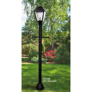 6 ft. Black Surface Mount Aluminum Lamp Post w/ Cross Arm & Cast Aluminum Base and Polymer Cover Hardware Included