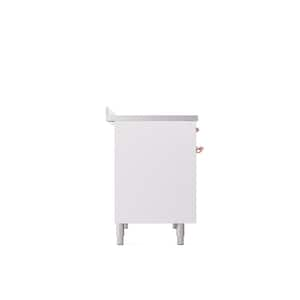 Nostalgie II 40 in. 6 Zone Freestanding Induction Range in White with Copper Trim