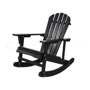 Wood Outdoor Rocking Chair Adirondack Chair for Patio, Backyard, Garden in Black