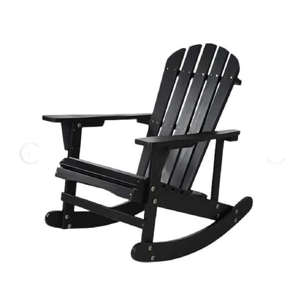 Runesay Wood Outdoor Rocking Chair Adirondack Chair for Patio, Backyard, Garden in Black