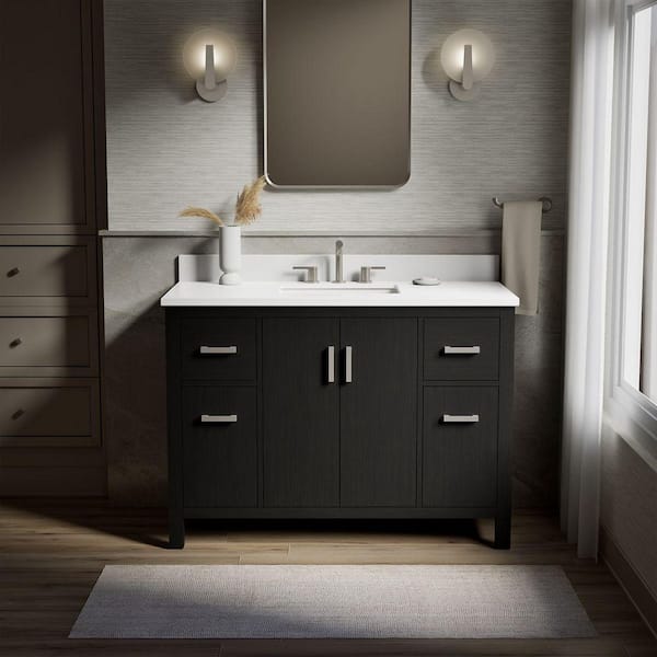 KOHLER Kresla 49 in. Single Sink Freestanding Carbon Oak Bath Vanity with White Quartz Top Assembled