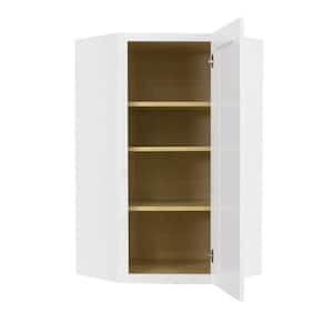 Lancaster White Plywood Shaker Stock Assembled Wall Diagonal Corner Kitchen Cabinet 24 in. W x 42 in. H x 12 in. D