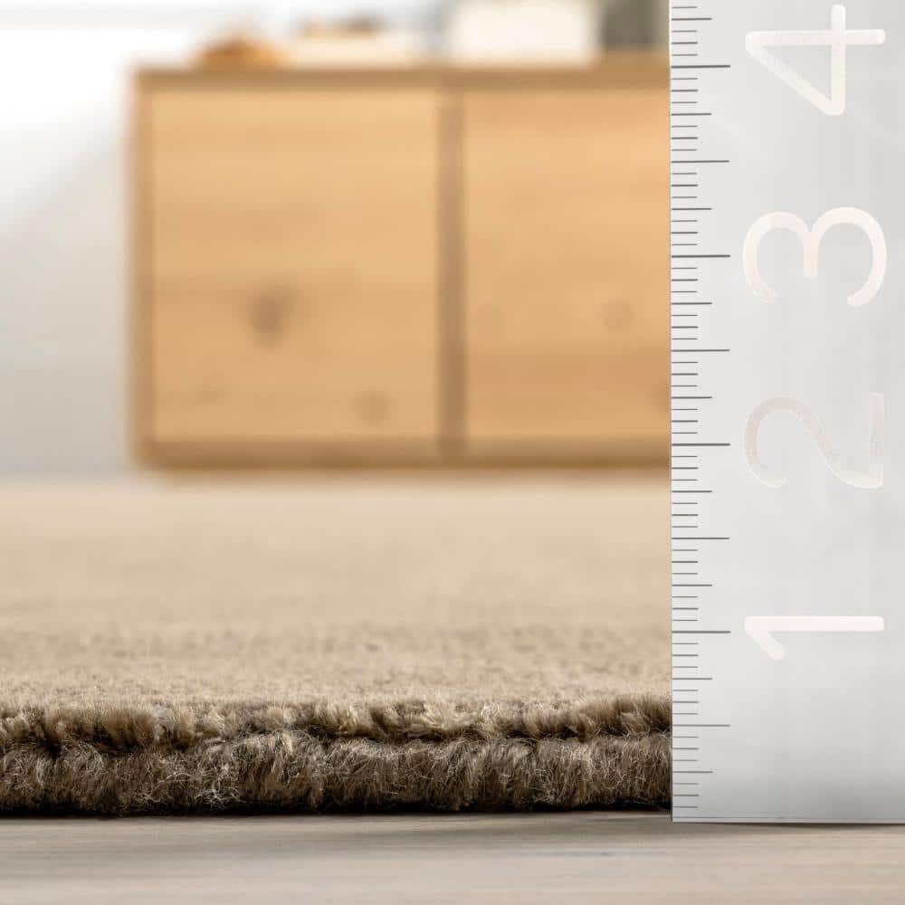 Fawn Rectangular Wool-Blend Area Rug 5' x 8'