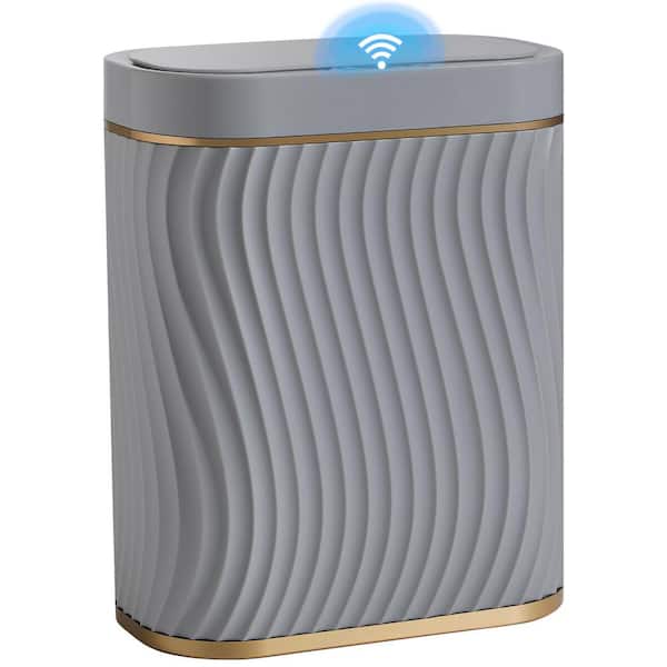 Water-Resistant Automatic Touchless Lid 2.6 Gallon Gray Indoor Recycling Bin